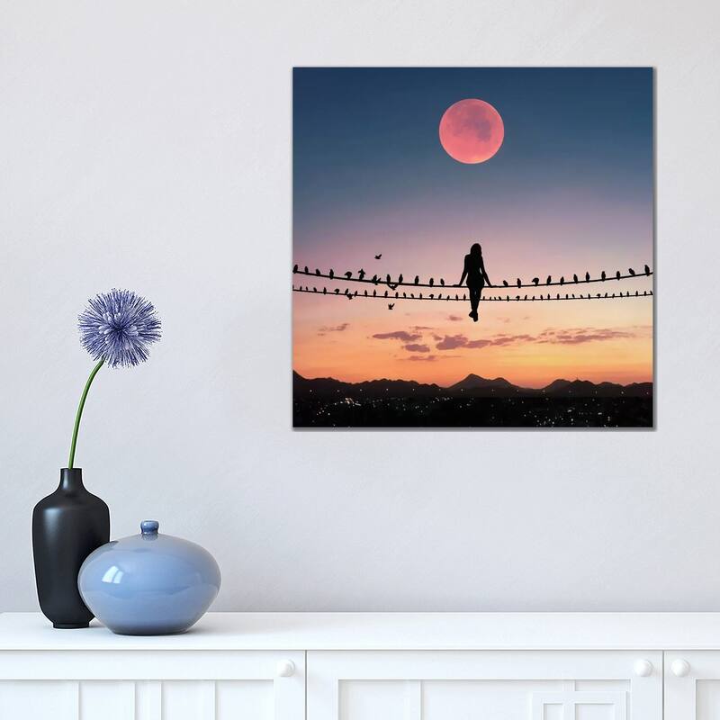 iCanvas "Bird On The Wire" by Abdullah Evindar Canvas Print - 18x18x1.5