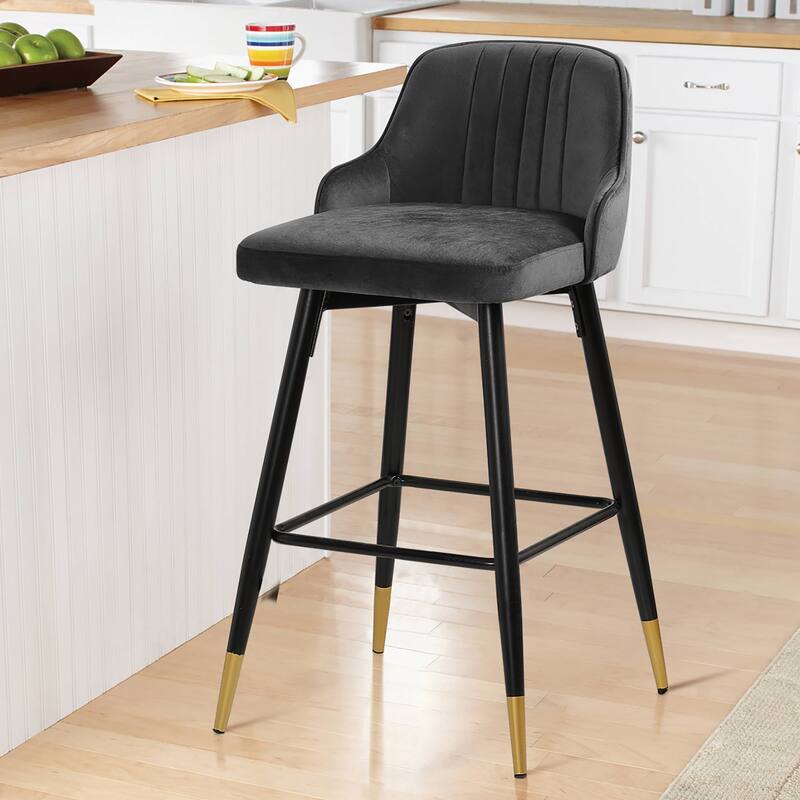 Modern Velvet Upholstered Swivel Counter/ Bar Stools Set of 2/4