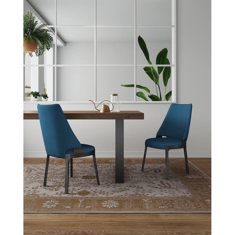 Manhattan Comfort Kara Modern Velvet Upholstered Dining Chair Set - Blue - Single