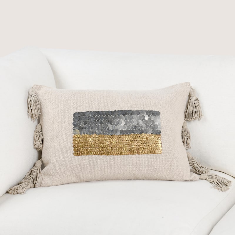 Villa by Classic Home Tanga Linen Blend Throw Pillow - Feather Down - Single - 14x20 - Accent - Natural