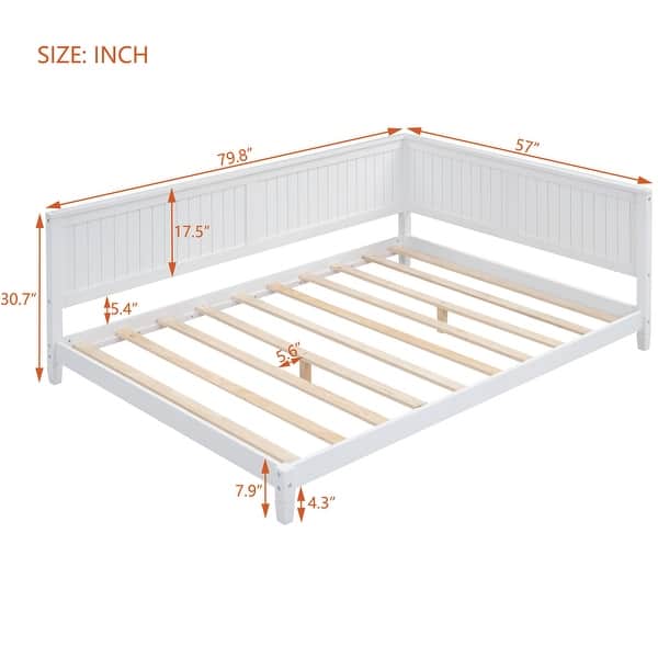 dimension image slide 2 of 3, Full Size Wood Daybed, No Box Spring Needed Platform Bed, Easy Assembly Upholstered Bed for Lawn Living Room Bed Room Panel Bed