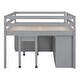 preview thumbnail 9 of 7, Gray Solid Wood Loft Bed with Writing Desk, Side Desk, Drawers, Shelves