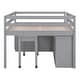 preview thumbnail 9 of 7, Gray Wooden Loft Bed with Retractable Writing Desk and 4 Drawers, Lateral Portable Desk and Shelves