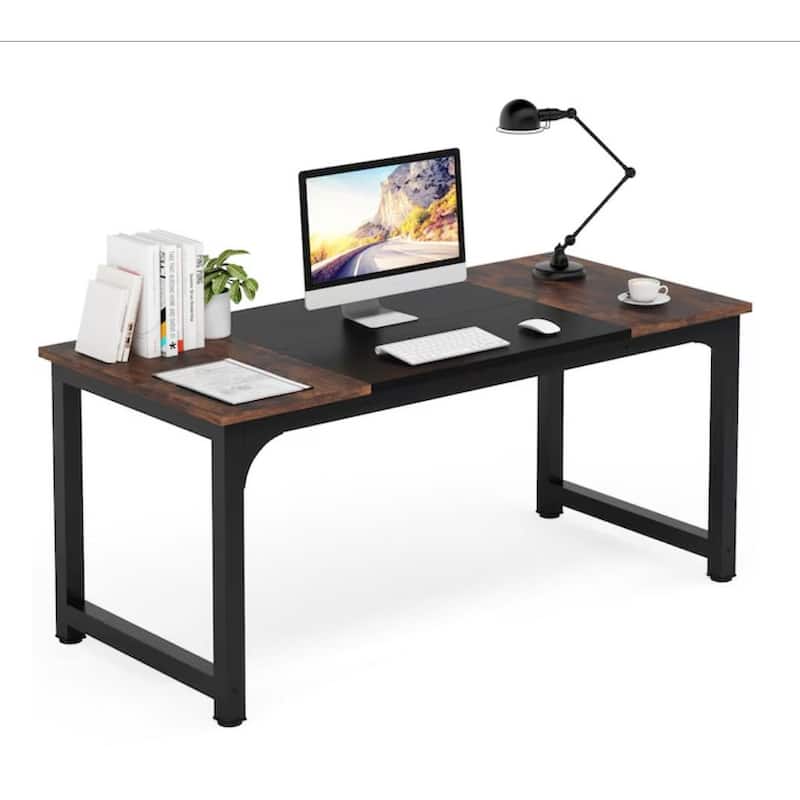 63" Executive Desk, Large Modern Office Computer Workstation with Thick Metal Frame, Business Furniture for Home Office