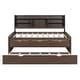 preview thumbnail 25 of 43, Full Size Wooden Captain Bed with Built-in Bookshelves, 3-Storage Drawers, and Trundle, Light Grey, Classic Style Bed Frame