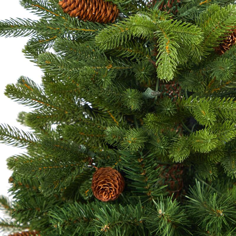 3.5Ft Artificial Christmas Tree with Lights & Pine Cones - Holiday Decor - Green - 36