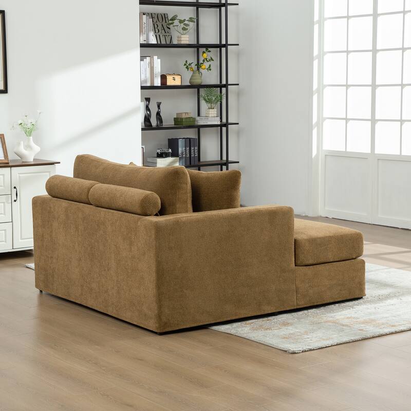 56.3" Wide Extra Large Chenille Sofa Bed, Sturdy Metal Legs, Strong Load-Bearing for Living Room, Bedroom, Apartment