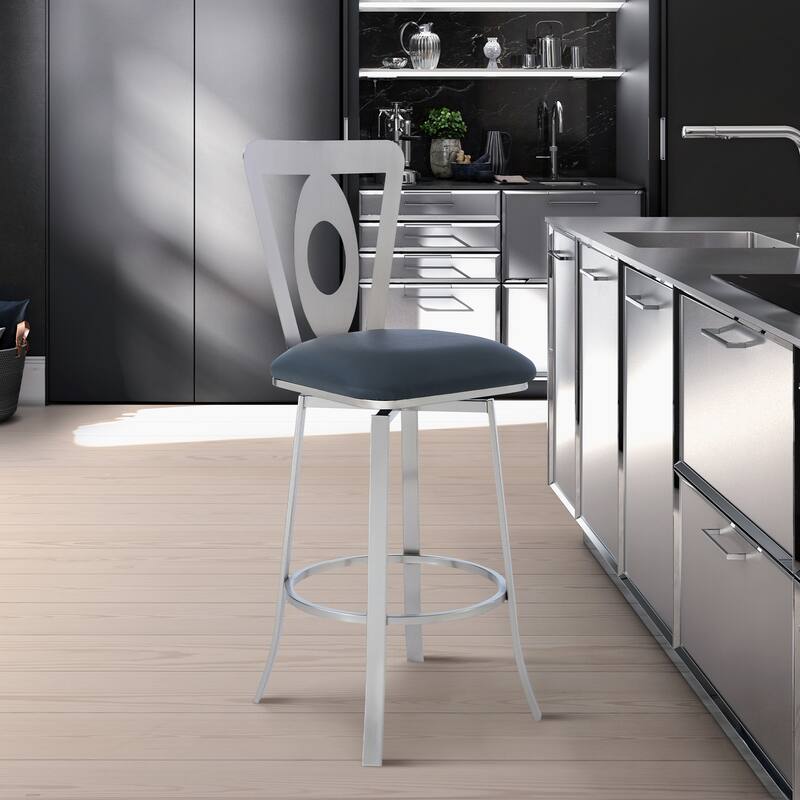 Lola Bar and Counter Height Swivel Stool - Grey - Bar Height