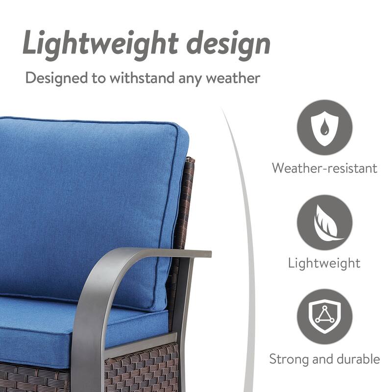 Gymojoy Industrial Style Outdoor Wicker Patio Chairs Set of 2