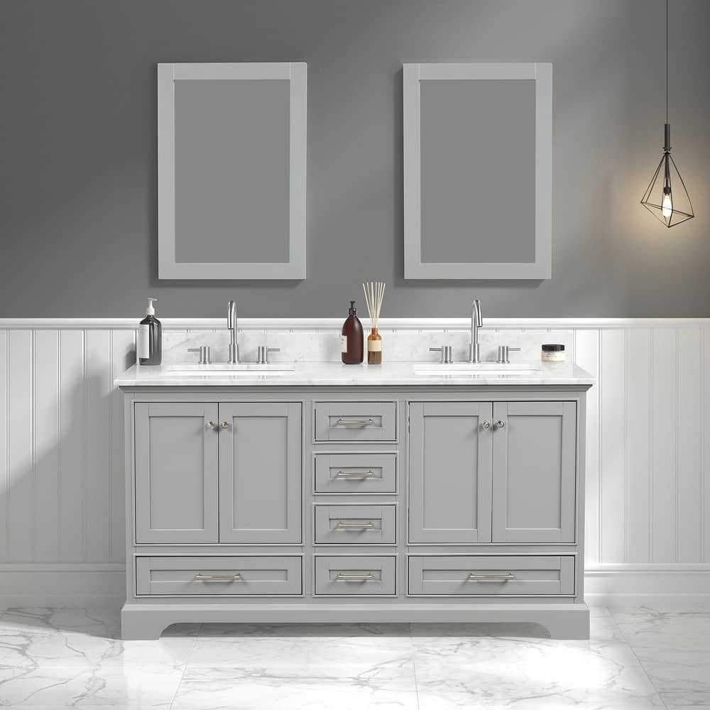 Blossom Copenhagen 60" Double Vanity with Marble Top, Sinks & Mirror