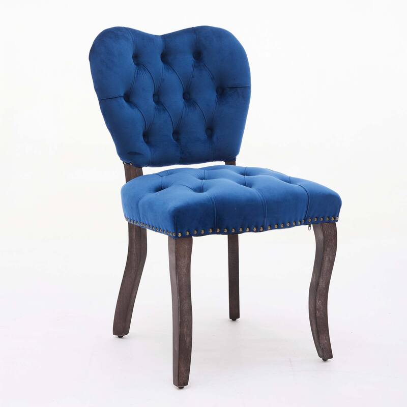 French Vintage Tufted Upholstered Fabric Dining Chair,Set of 2