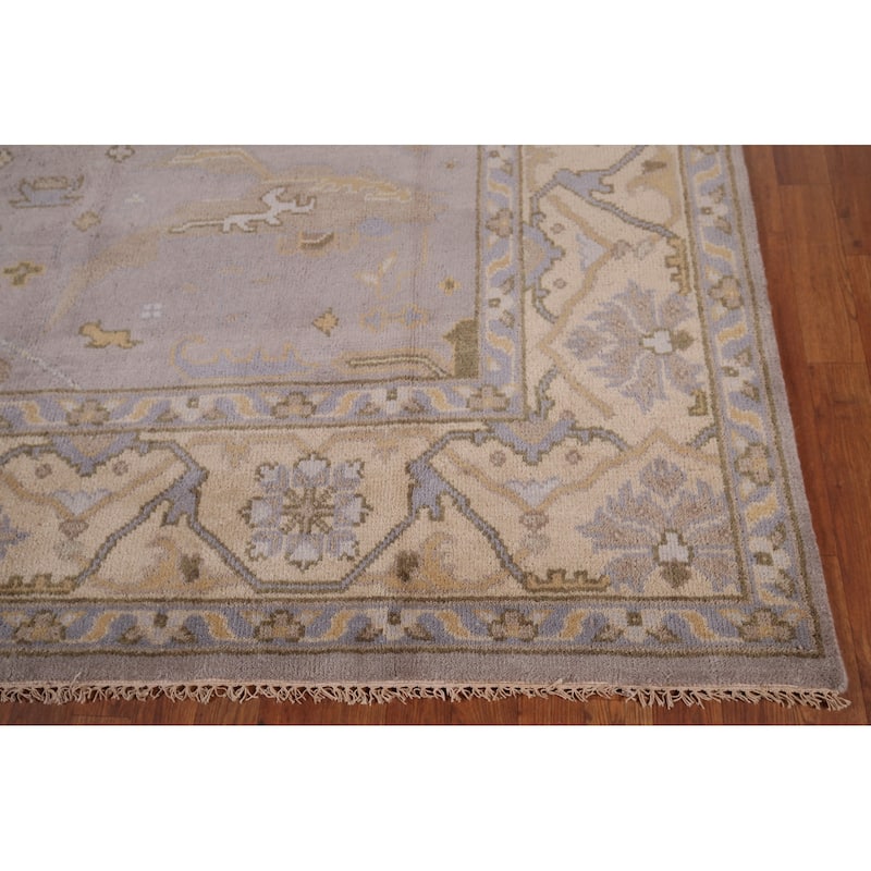 Earth Tone Oushak Indian Area Rug Handmade Transitional Wool Carpet - 8'0"x 9'9"
