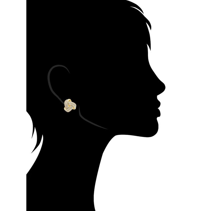 Cubic Zirconia Encrusted Knot Stud Earrings - .75"