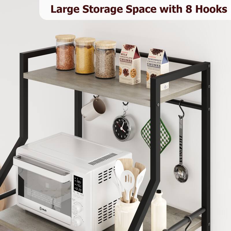 Kitchen Bakers Rack, Microwave Oven Stand with 2 Large Wire Basket