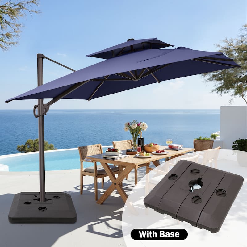 11 x 9 ft Patio Cantilever Offset Umbrella with Base Stand