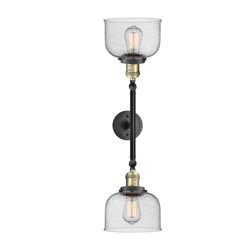 Innovations Lighting Large Bell 2 Light 23" Wide Bathroom Vanity Light - Black Antique Brass / Seedy