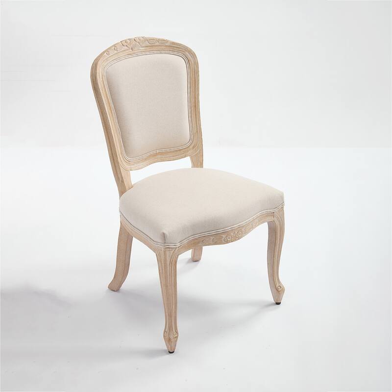 2PCS Fan-shaped Back Cotton Linen Dining Chairs