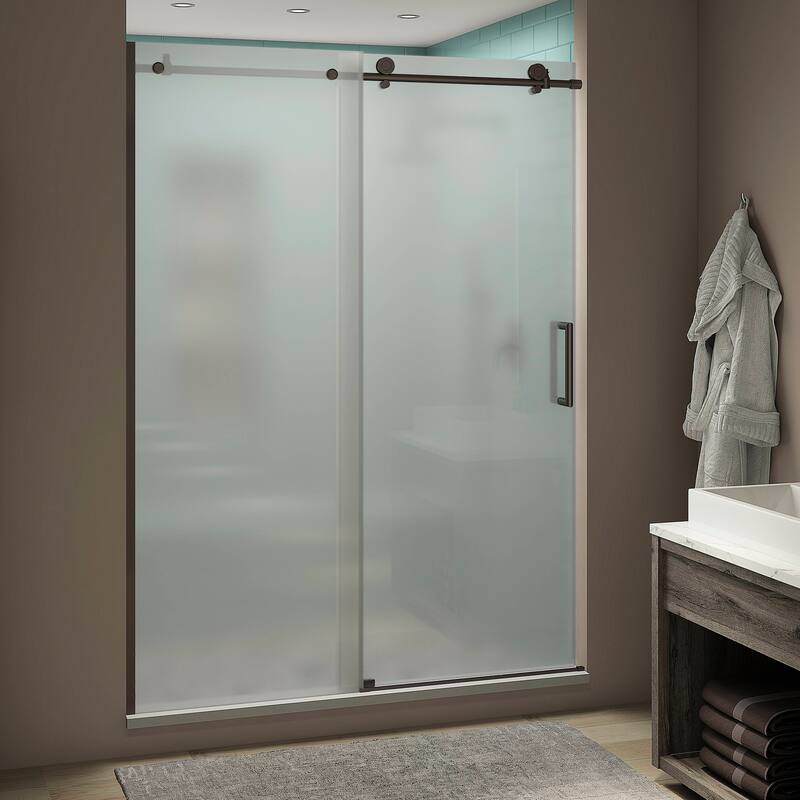 Coraline XL 60 - 64 in. x 80 in. Frameless Sliding Shower Door with Ultra-Bright Frosted Glass