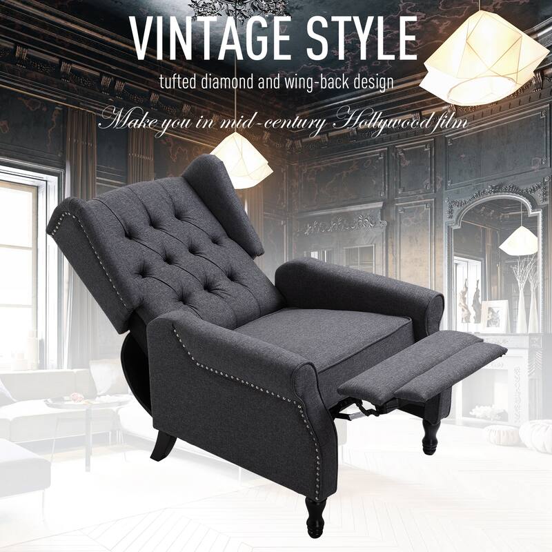 26" Tufted Recliner Chair with Footrest