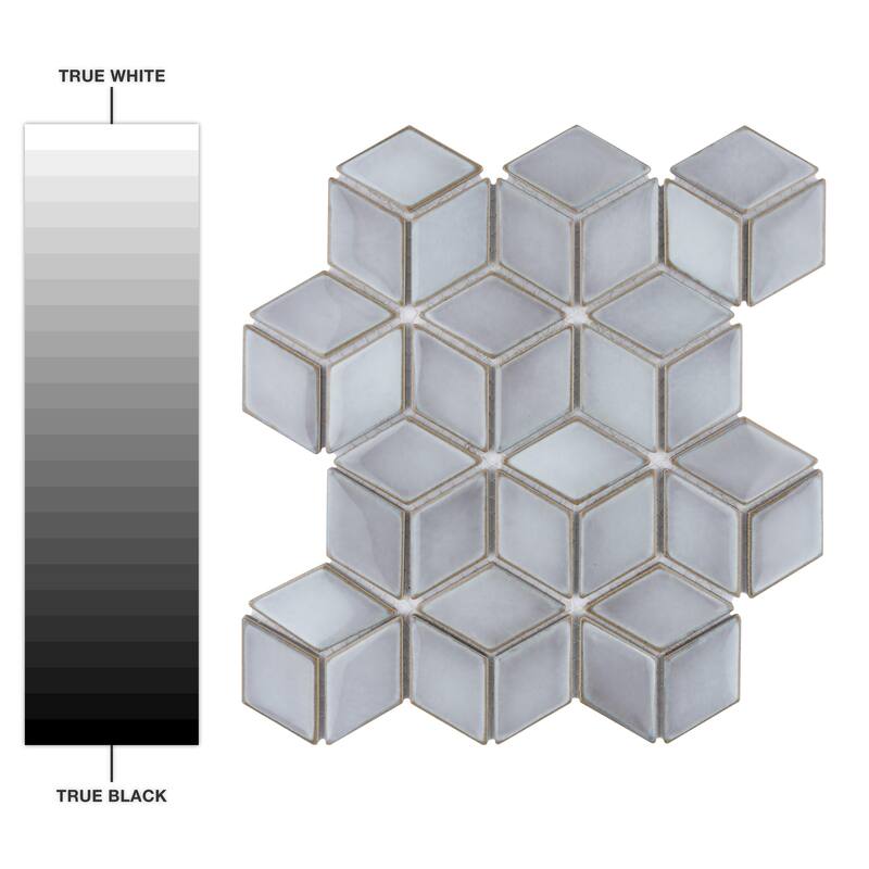 Merola Tile Hudson Rhombus Grey Eye 10-1/4" x 11-3/4" Porcelain Mosaic Floor and Wall Tile