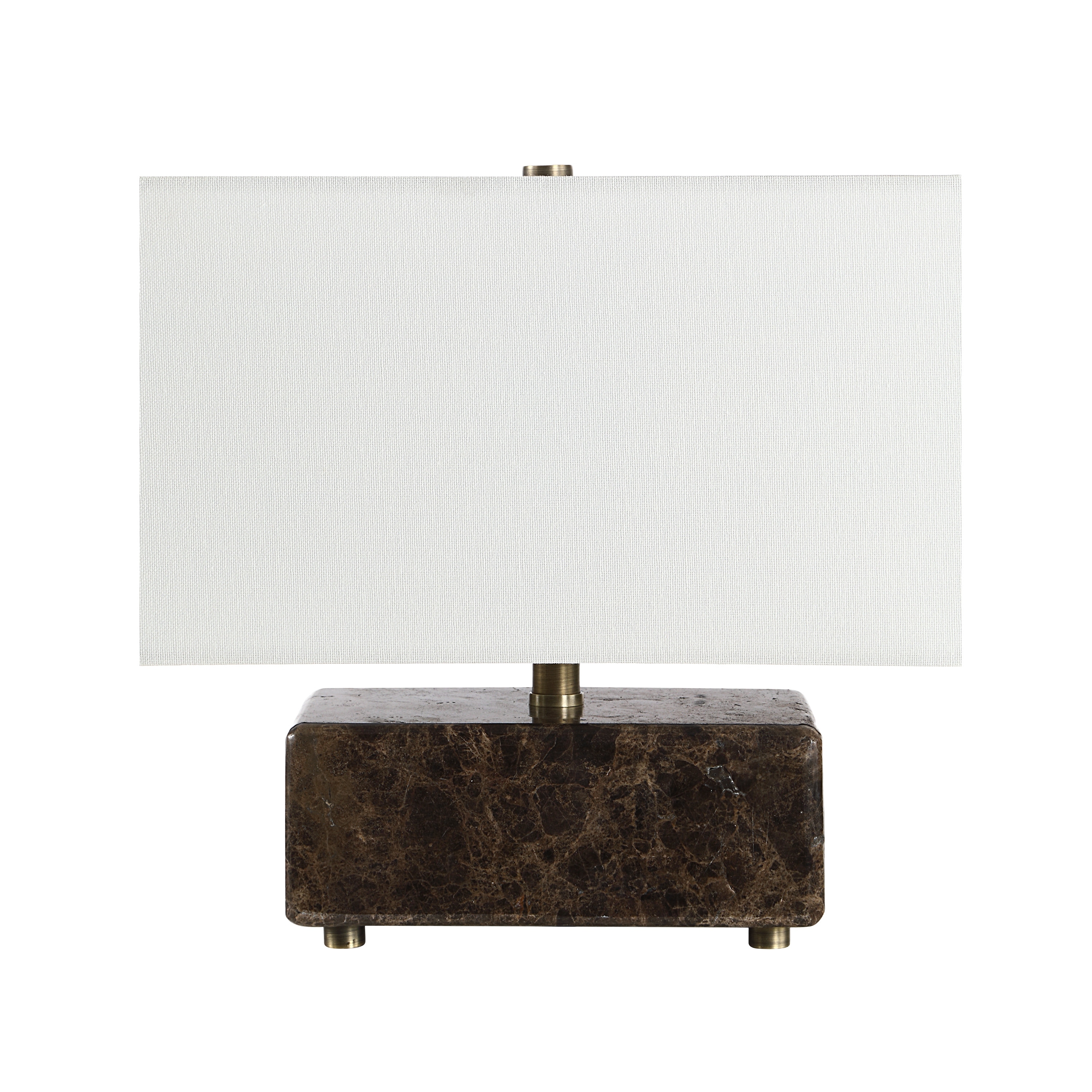 Renwil Cabo 11.25" Tall Brown Emperador Marble Table Lamp with Rectangle Linen Shade