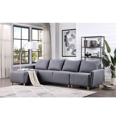 Modern Upholstered Sofa with Ottoman