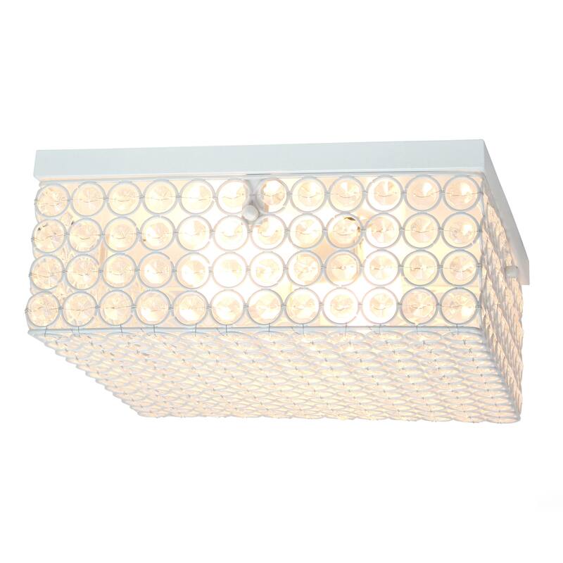 Elegant Designs 12 Inch Elipse Crystal 2 Light Square Ceiling Flush Mount - 12 x 12 x 5 in