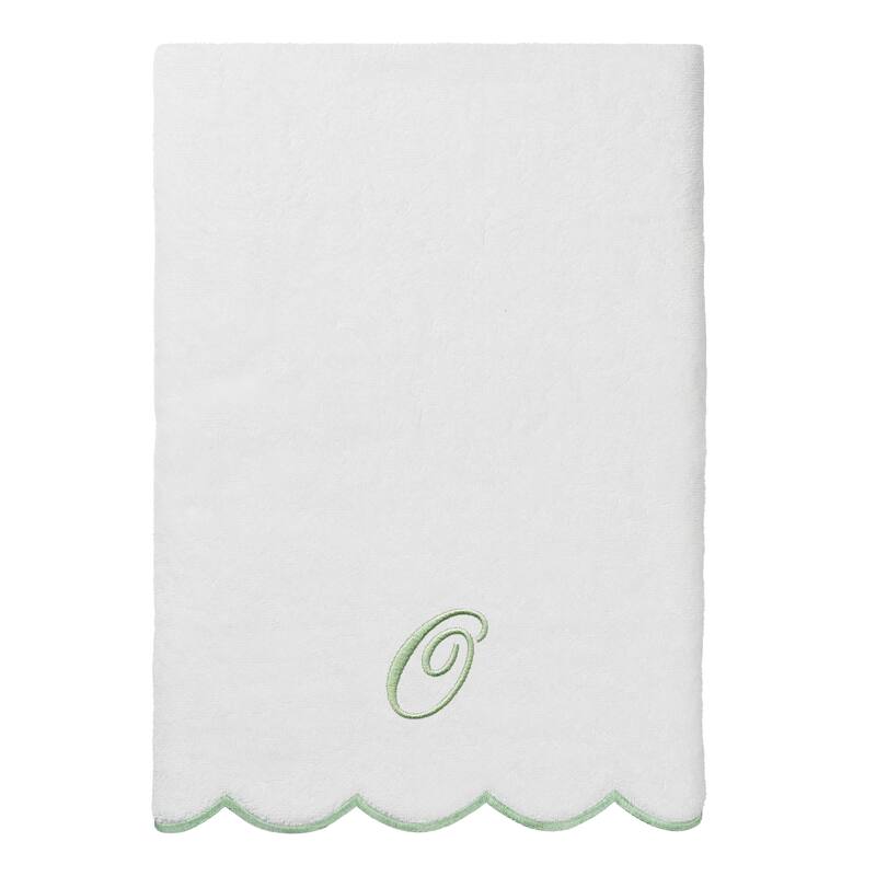 Authentic Hotel and Spa 100% Turkish Cotton Green ADORNIA Scallop Personalized 3 Piece Towel Set - 3 Piece Set
