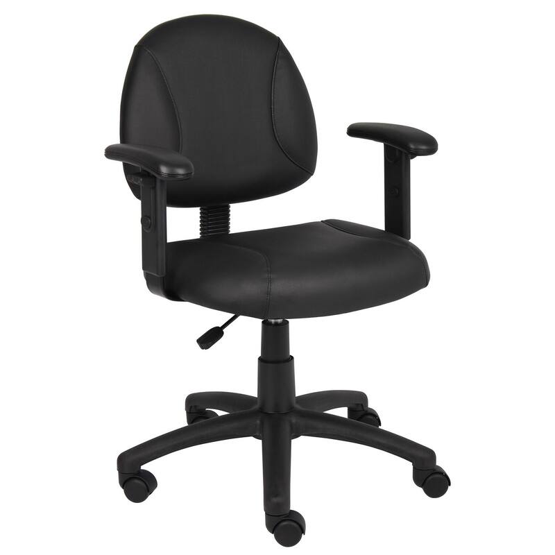 Leather Office Chair Low Back Adjustable Ergonomic Task Chair with Arms