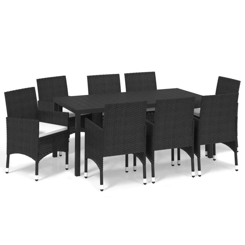 vidaXL Patio Dining Set with Cushions Poly Rattan
