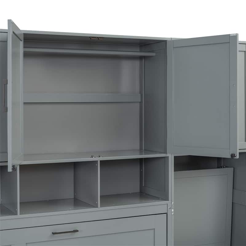 Twin Size Murphy Bed Wall Bed with Closet,Drawers & Desk