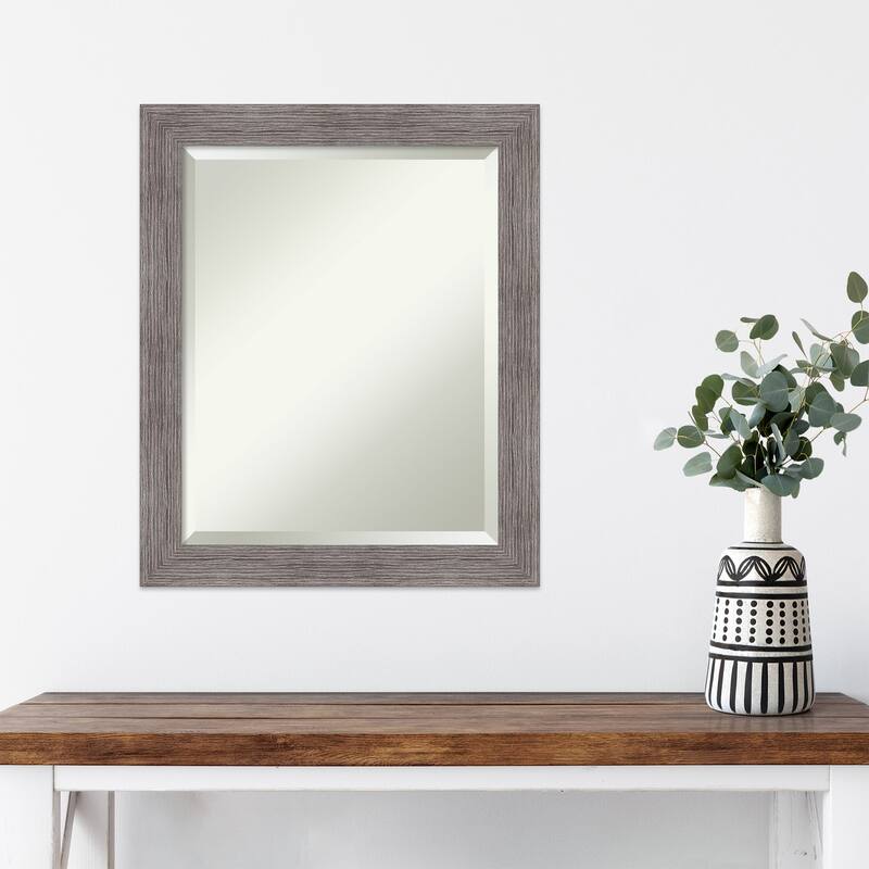 Beveled Wall Mirror - Pinstripe Plank Grey Narrow Frame - Pinstripe Plank Grey Narrow