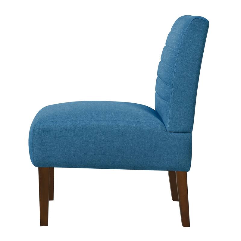 Blue Modern Armless Accent Chair - Tufted Upholstery, Wood Legs, Horizontal Back, Multi-Scene Fabric Side Chair