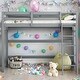 preview thumbnail 1 of 16, Twin Size High Loft Bed with inclined Ladder and Guardrails, Grey Grey
