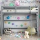 preview thumbnail 2 of 16, Twin Size Kids Bed High Loft Bed with inclined Ladder and Guardrails Kids Furniture, Grey