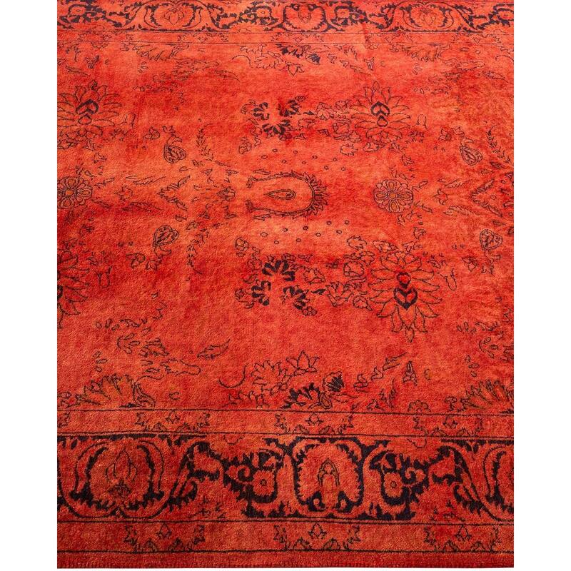 Overton Hand Knotted Wool Vintage Inspired Modern Contemporary Overdyed Red Area Rug - 4' 1" x 5' 10"