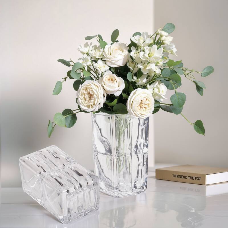 Javlergo Clear Glass Flower Vases for Centerpiece Table Indoor Desk Decor, Crystal Vase, Flower Vase Thickening Design Suitable