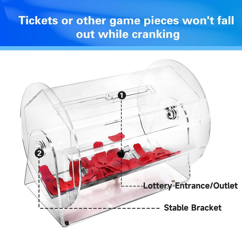 GSE™ Medium Acrylic Raffle Drum, Raffle Ticket Spinning Cage for Tickets, Raffle Balls, Holds 5,000 Tickets - White