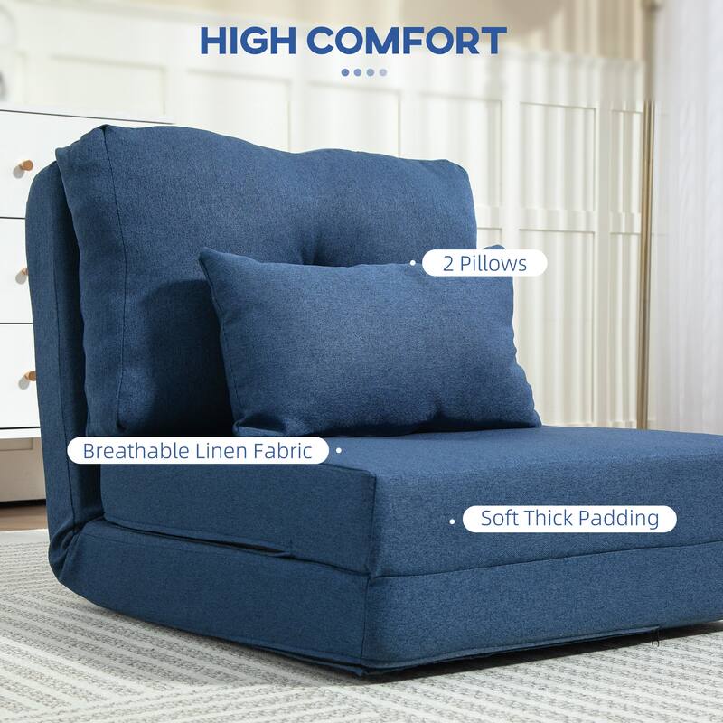 HOMCOM Convertible Flip Folding Upholstered Chair, Floor Lazy Sofa Bed