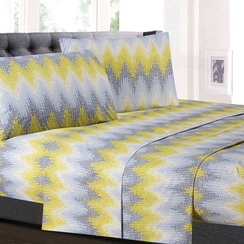 Malibu 4-Piece Patterned Deep Pocket Sheet Set.