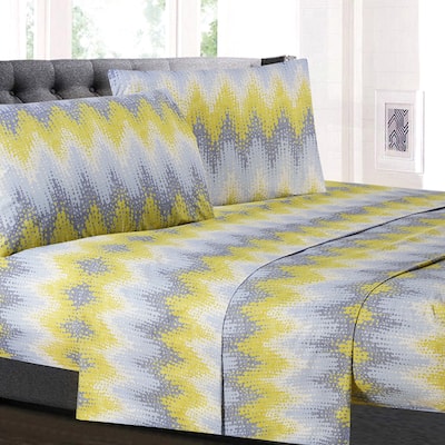 Malibu 4-Piece Patterned Deep Pocket Sheet Set.
