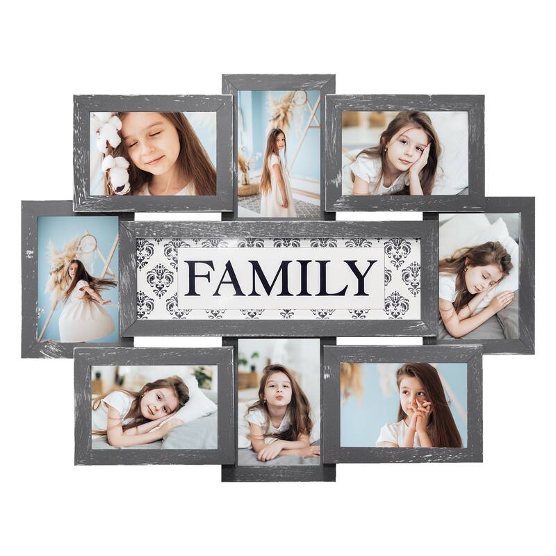 HELLO LAURA 8 Opening Family 6" x 4" Opening Wall Hanging Photo Frame