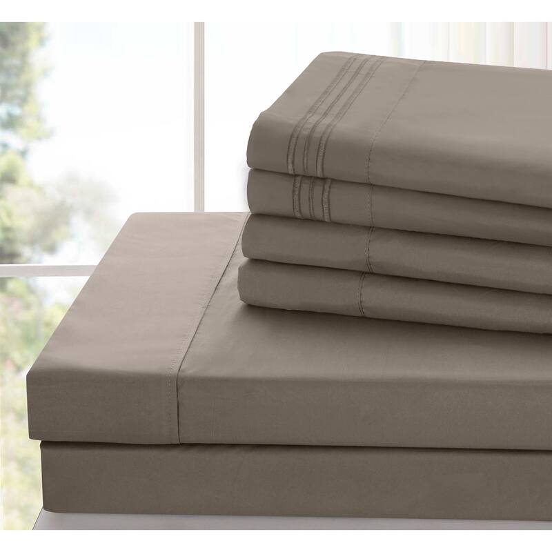 6 Piece Bed Sheet Set Deep Pocket Ultra Soft Microfiber Bedding Sheets