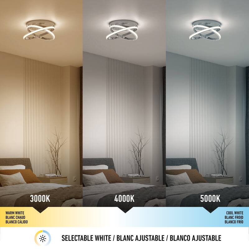 Artika Orbia Semi-Flush Mount LED Ceiling Light Fixture, Chrome
