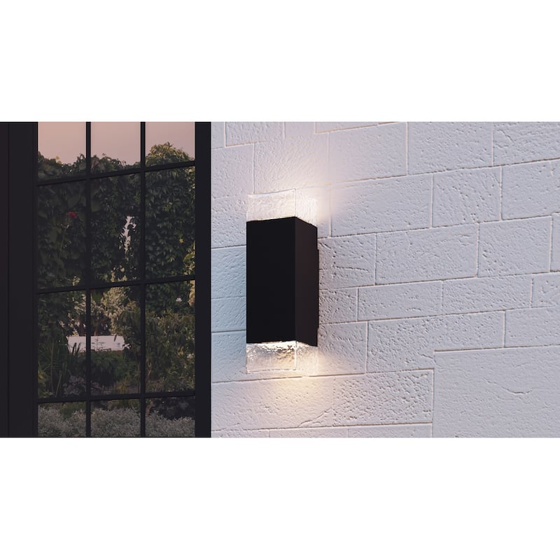 Saxton Integrated LED Matte Black Outdoor Wall Lantern
