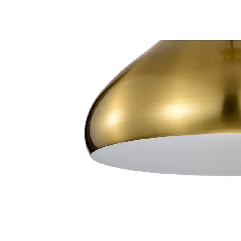 1-Light 12 in. Gold Single Pendant with Teardrop Metal Shade