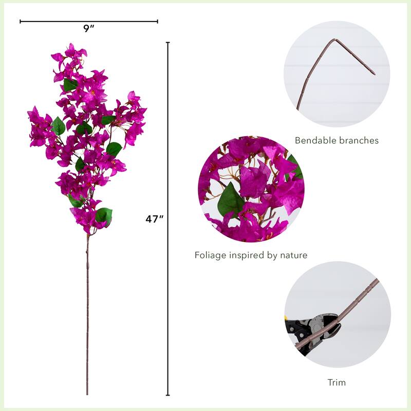 Bougainvillea Artificial Floral Stem Sprays - 47" - Hot Pink - Set of 3