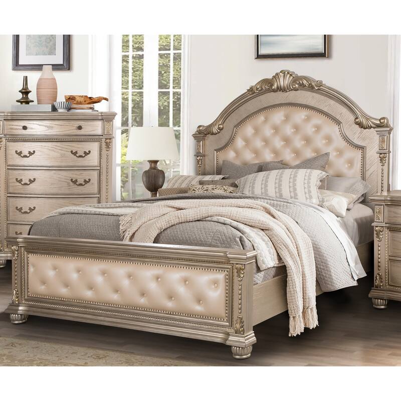 Evelyn Champagne Bedroom Set with Upholstered Headboard