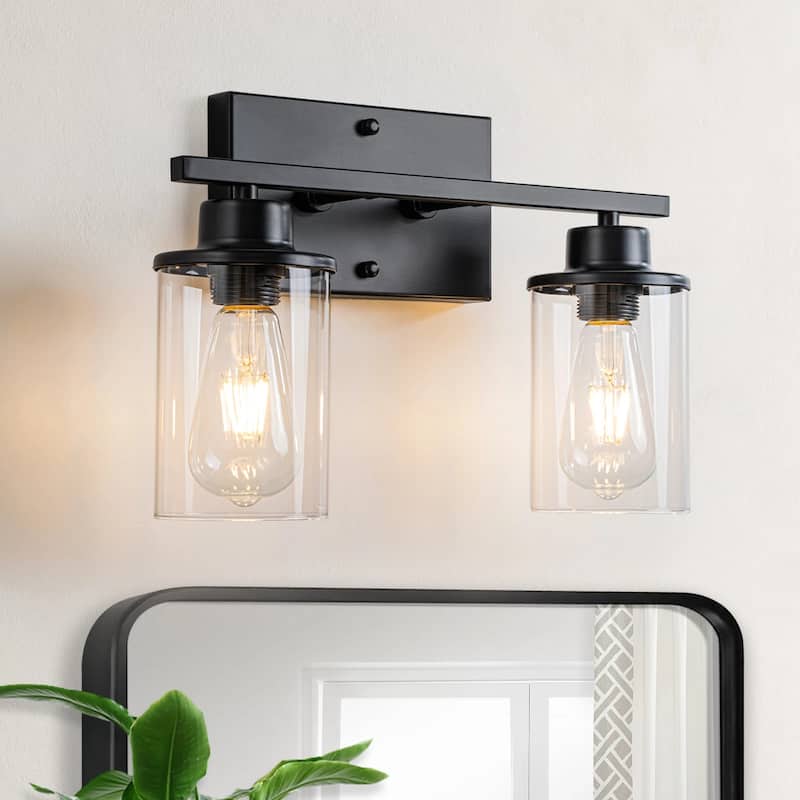 Starsky 2-Lights Modern Dimmable Bathroom Vanity Light with Glass Shade