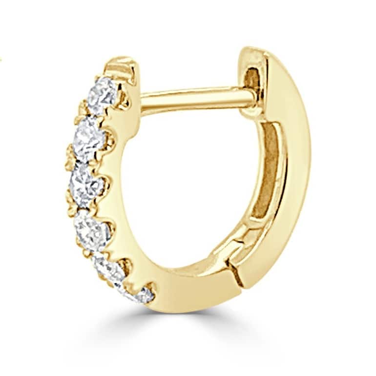 Joelle Collection Half-a-Pair Tiny Huggie Small Hoop Earring 0.09 cttw. 14K Gold - Perfect for Second Hole - 9mm